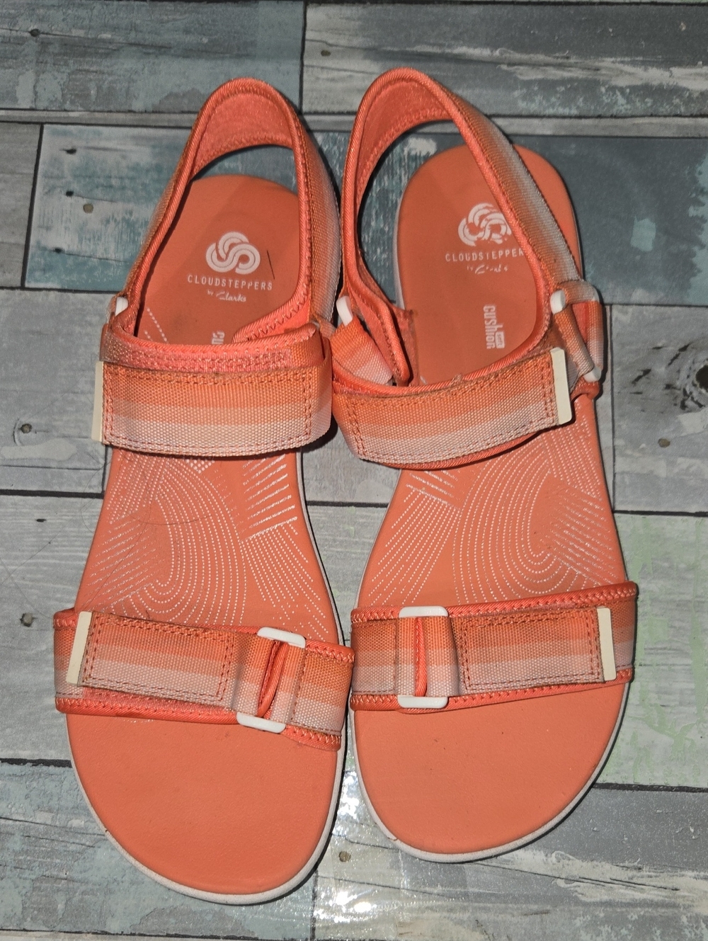 Cloud Steppers By Clarks Soft Cushion Velcro Sandals Size 10
